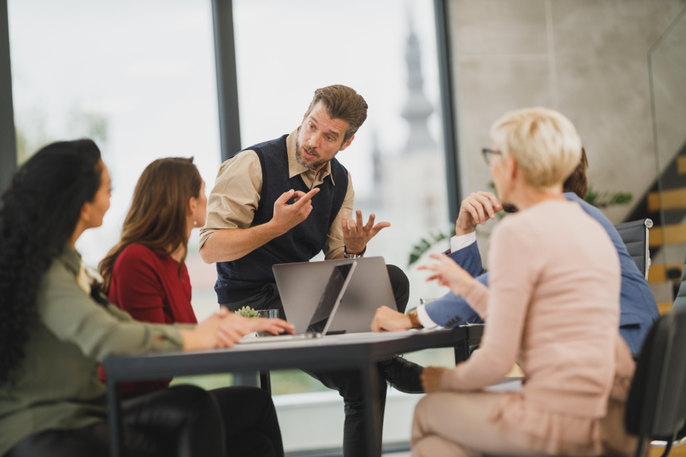 A workplace meeting